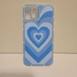 Blue heart iPhone 14 phone case
